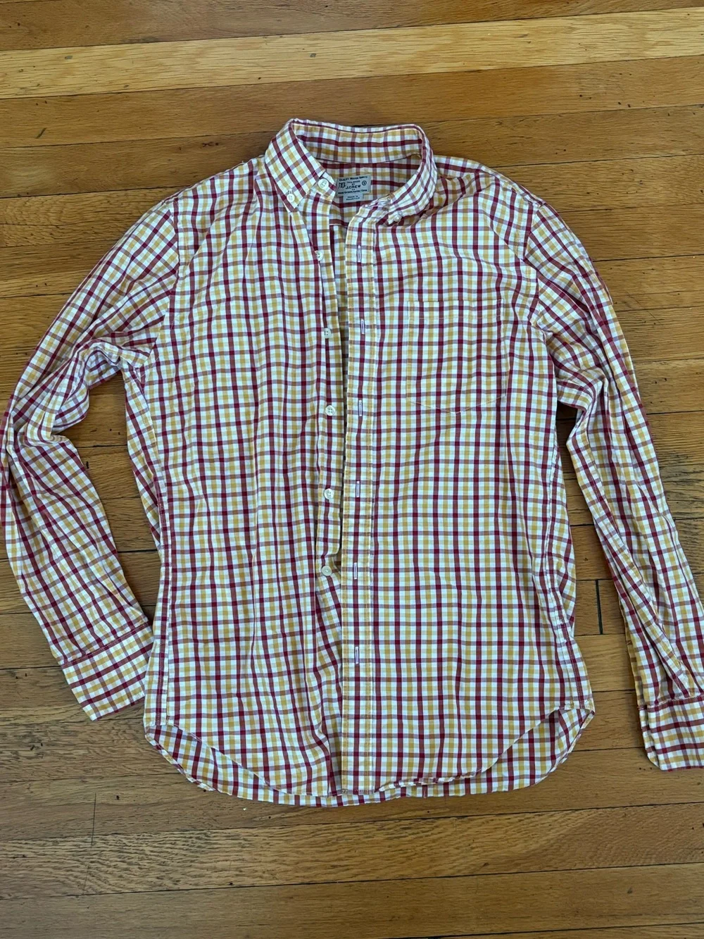 J Crew Men's Red and Yellow Plaid Button-Down Shirt size S